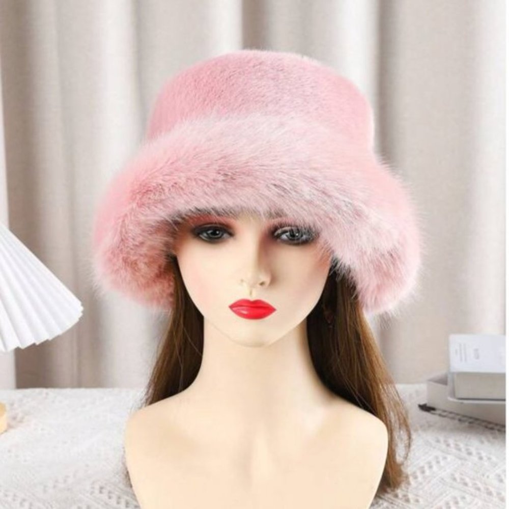 Pink Furry Bucket Winter Hat - Picture 2 of 8